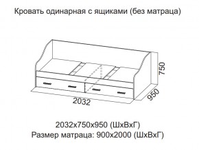 Кровать одинарная с ящиками (Без матраца 0,9*2,0) в Тюмени - tyumen.магазин96.com | фото